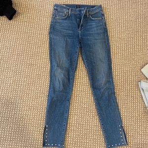 Citizen of humanity high rise skinny jeans with pearl embellishment.